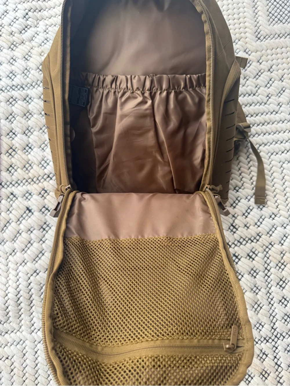 Compact Tan Military-Style Backpack
